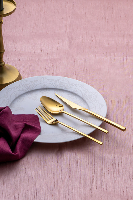 Emsan alba 18 Piece 6 Place Setting parlak gold yemek Boxed Flatware Set - MALLTURK