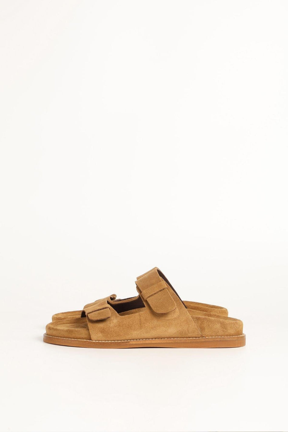 Hasema Women's Suede Double Strap Brown Slippers 156-17