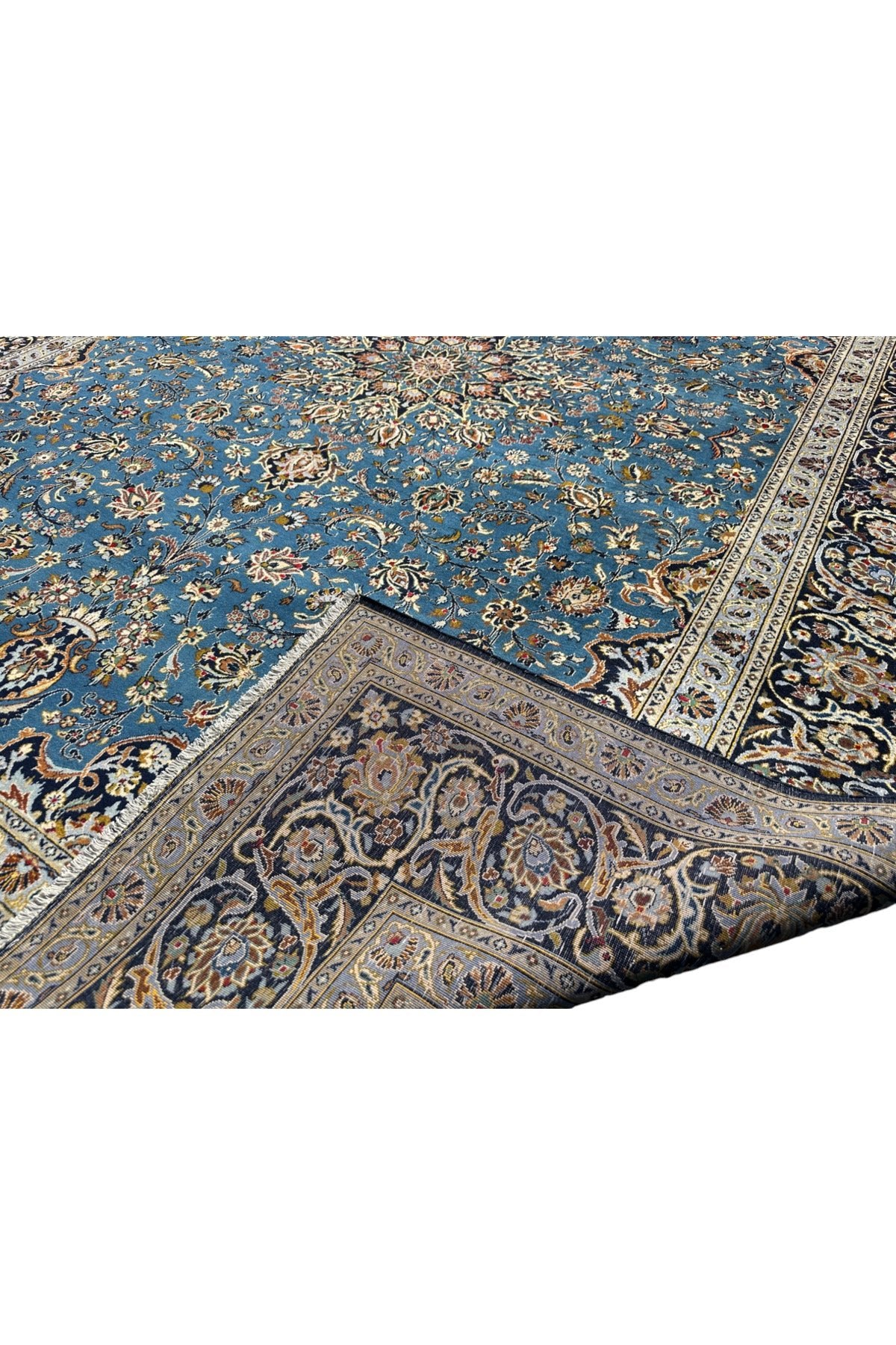 BURAK Rug Hand-Woven Iranian Nain Rug 305X410 Turquoise %100 Wool 12,5 M2 Large Living Room Rug - MALLTURK