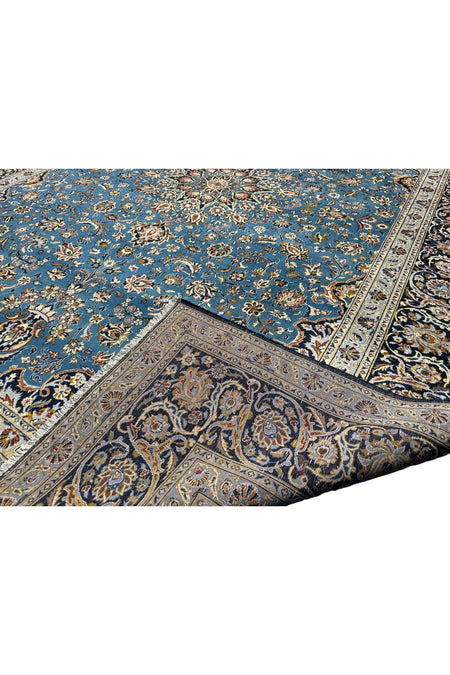 BURAK Rug Hand-Woven Iranian Nain Rug 305X410 Turquoise %100 Wool 12,5 M2 Large Living Room Rug - MALLTURK
