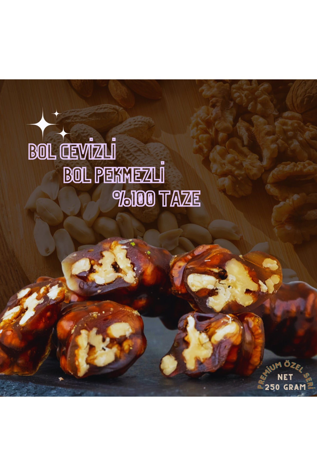 KAJUNUTS premium gurme serisi 1 kalite bol Fresh Walnut Grape Molasses Confection 100 with Grape Molasses kome sucugu net 250 g - MALLTURK