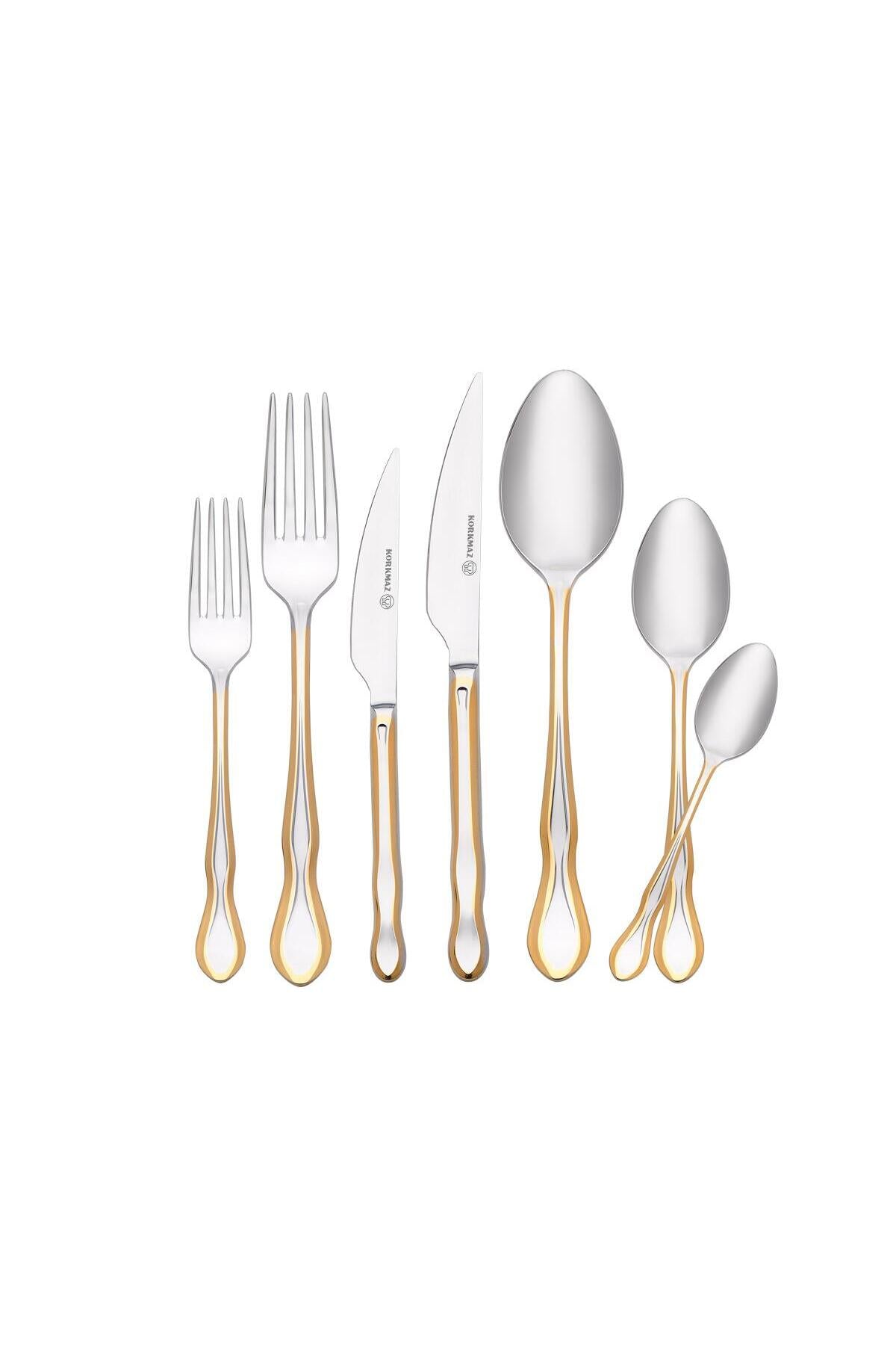 KORKMAZ silva gold 84 Piece Flatware Set a2556 - MALLTURK