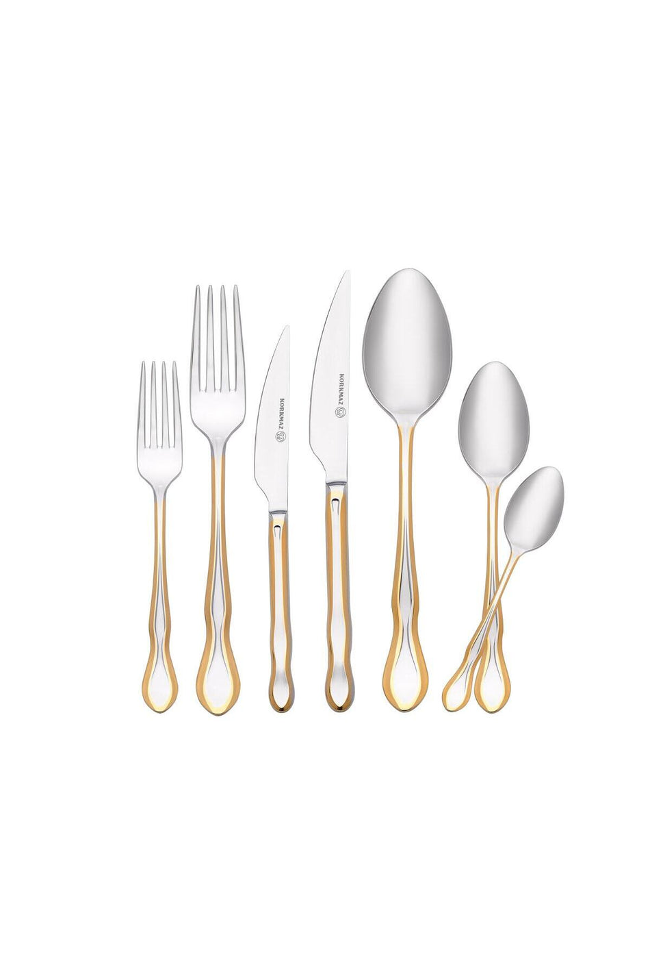 KORKMAZ silva gold 84 Piece Flatware Set a2556 - MALLTURK