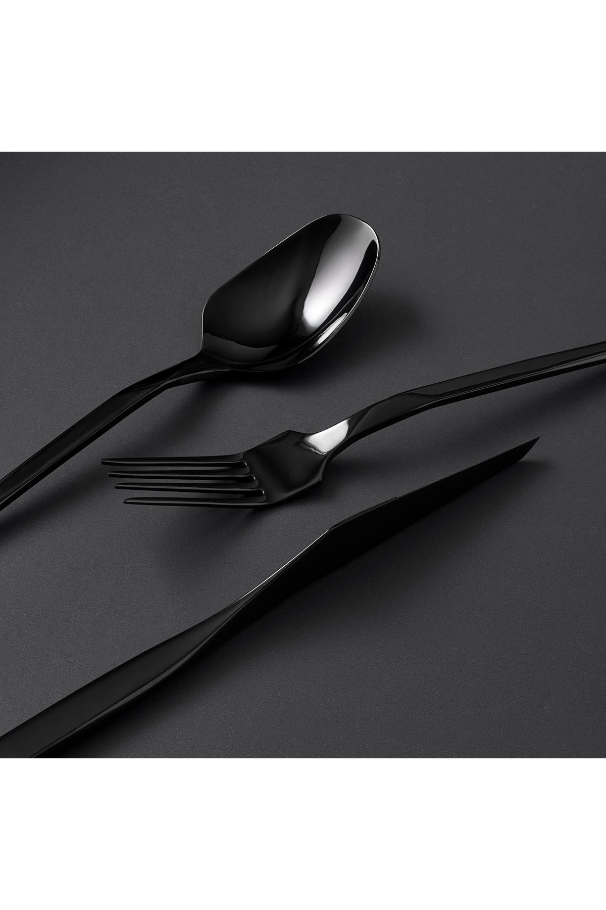 Jumbo 5100 quartz titanyum siyah 84 Piece 12 Place Setting Flatware Set - MALLTURK