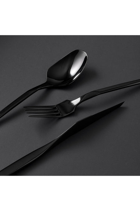 Jumbo 5100 quartz titanyum siyah 84 Piece 12 Place Setting Flatware Set - MALLTURK
