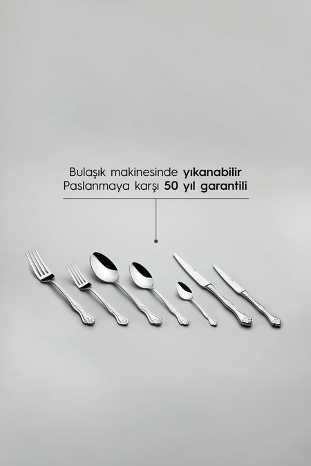 Nehir lalezar Plain 12 Place Setting 84 Piece Boxed Flatware Set - MALLTURK