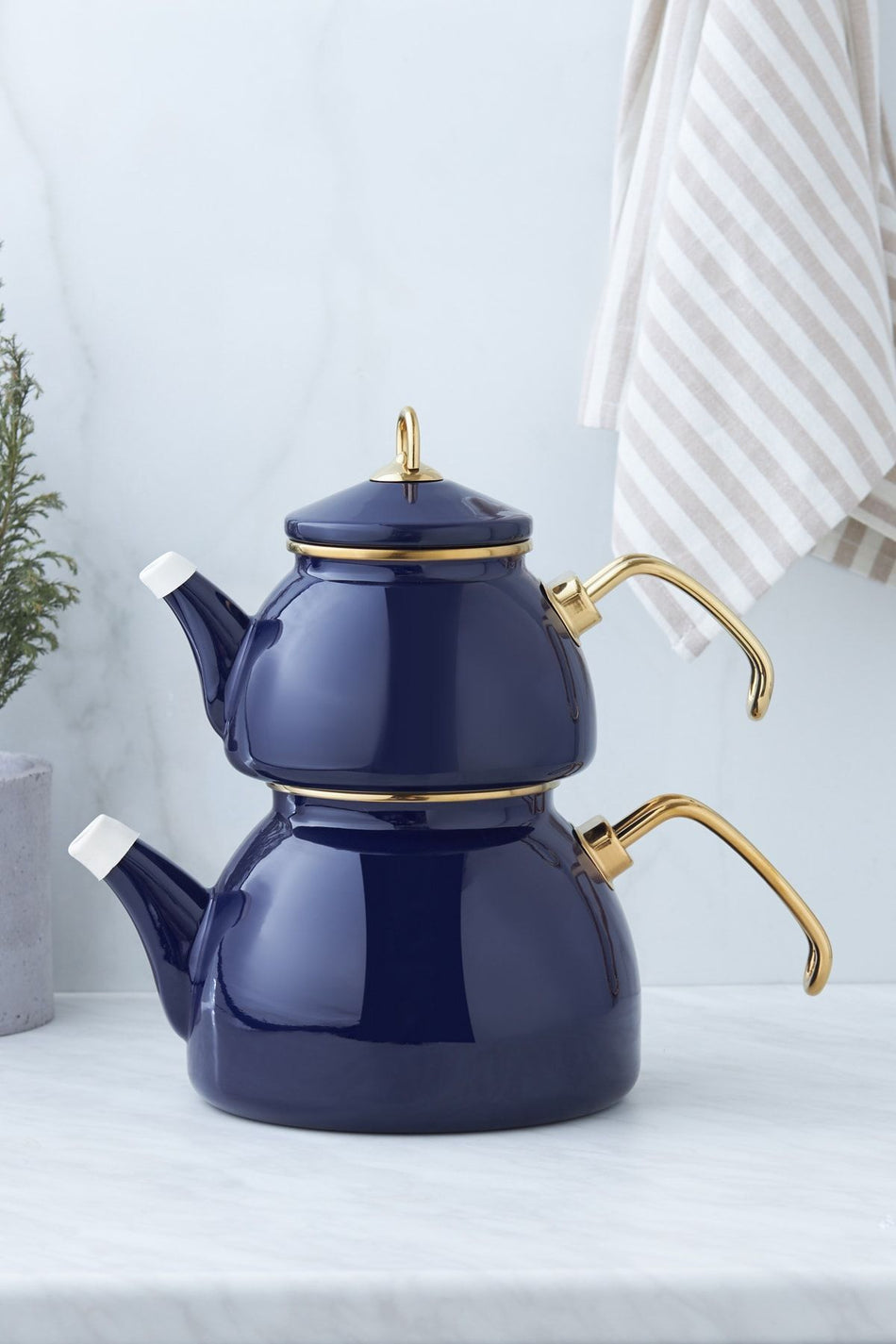 Karaca Piraye Navy Blue Enamel Teapot - MALLTURK