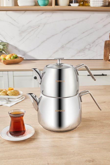 Karaca Galya Maxi Size Stainless Steel induction Compatible Teapot Set - MALLTURK
