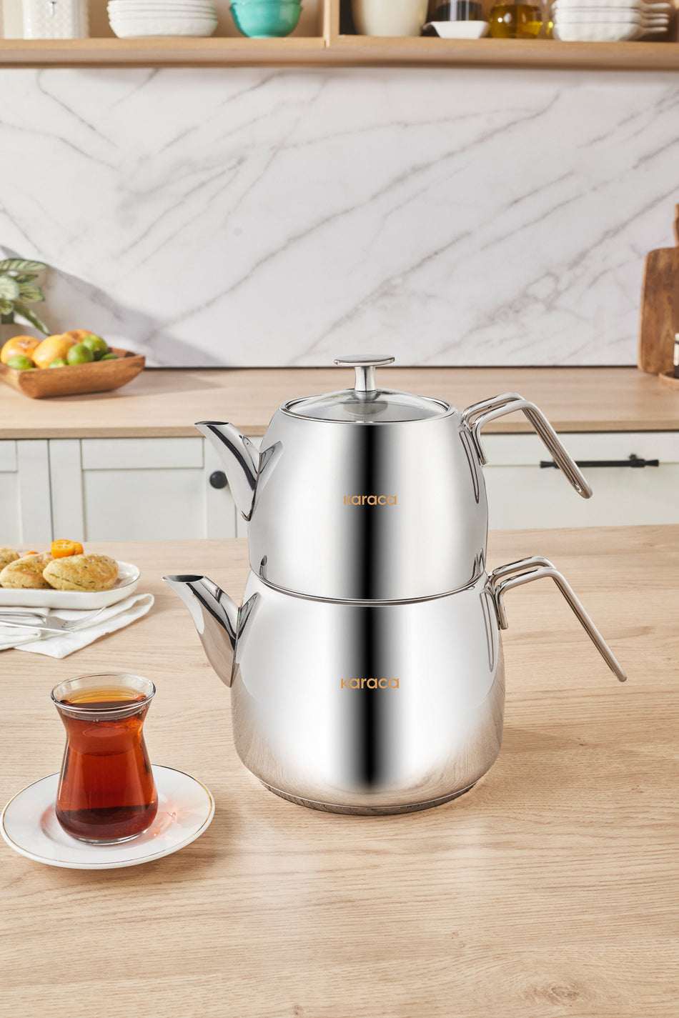 Karaca Galya Maxi Size Stainless Steel induction Compatible Teapot Set - MALLTURK