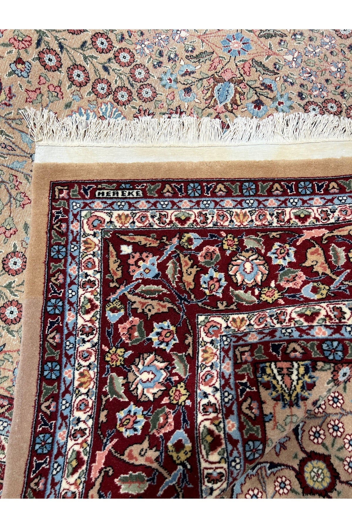 RD RAMAZAN DAG Hand Rug Art Hand-Woven Sumerbank Hereke Rug Signed Seven Mountains Flower Premium Quality Size 305x200 - MALLTURK