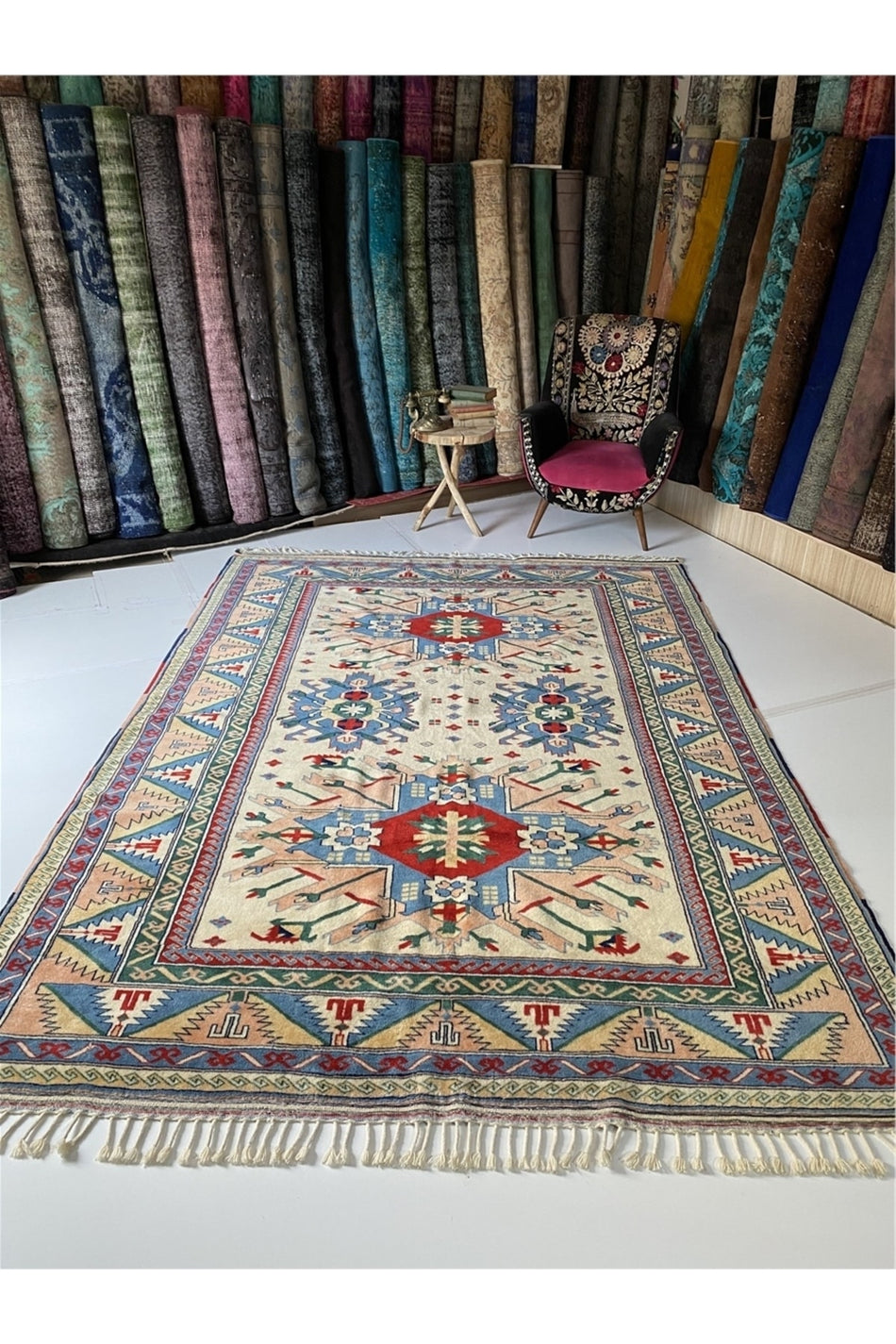 Sirvan Handwoven Antique Yoruk Carpet Geometric, Wool - MALLTURK