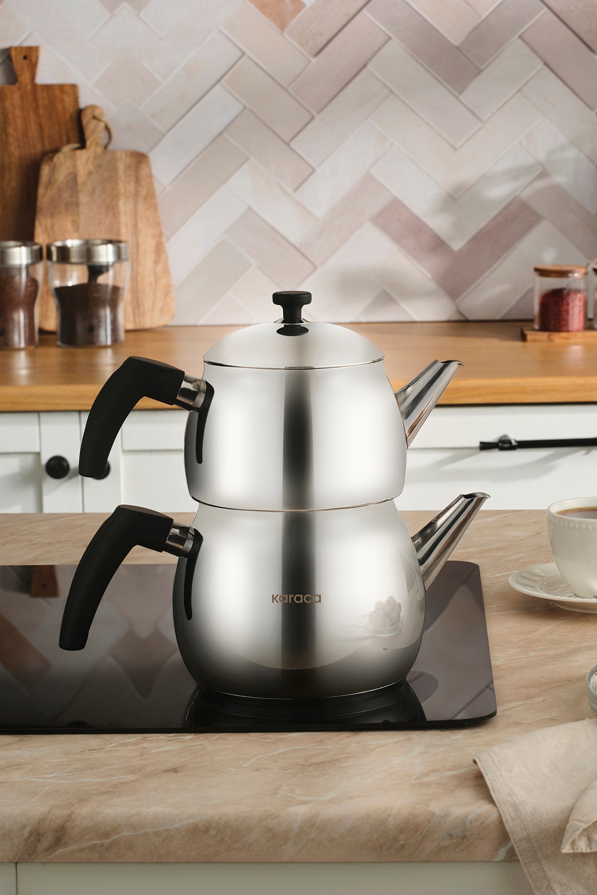 Karaca Alim Teapot Set Black Maxi - MALLTURK