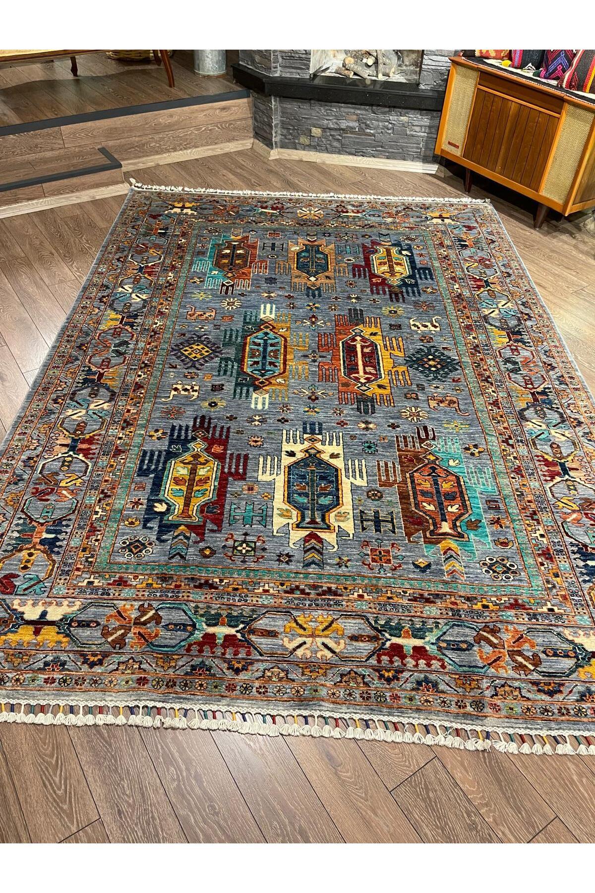Rustikev Hand-Woven Afgan Wool Vezir Rug - MALLTURK
