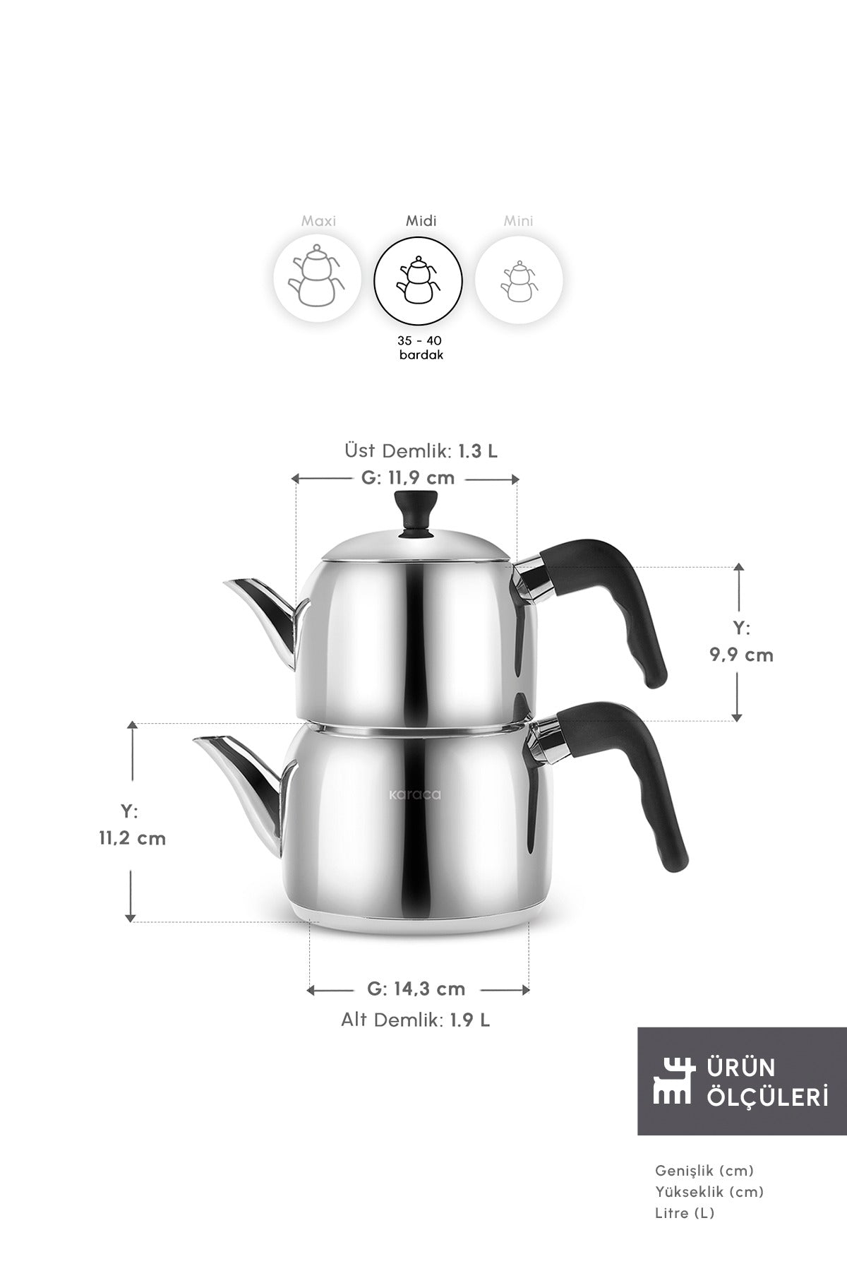 Karaca Nero induction Base Midi Size Teapot, Black - MALLTURK