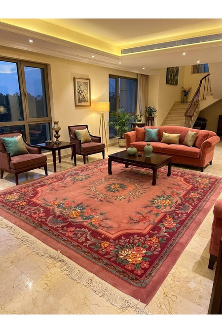 RD RAMAZAN DAG Hand Rug Art Hand-Woven Embossed Chinese Rug Premium Quality Oze Design Cotton Fringe with Wool Weave Renkler Exceptional Kare Rug Size 250x245 - MALLTURK