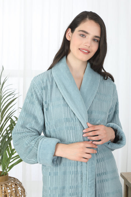 Ozdilek Sadem Organic Spruce Shawl Collar Bathrobe - MALLTURK