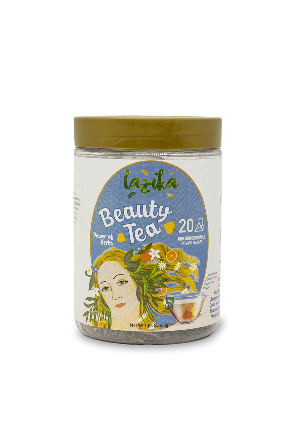 Чай LAZIKA Beauty — зелёный чай, крапива, ройбуш, корень солодки, листья авокадо (20 PLA-пакетиков)
