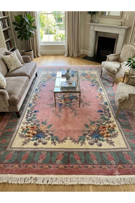 RD RAMAZAN DAG Hand Rug Art Hand-Woven Embossed Chinese Rug Premium Quality Cotton Fringe with Wool Woven Renkliler Exceptional Size 340x240 - MALLTURK