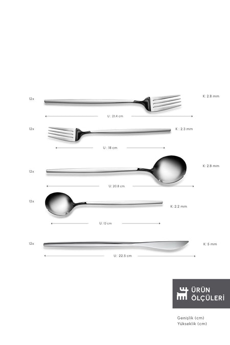 Karaca orion platin 30 Piece 6 Place Setting Flatware Set - MALLTURK