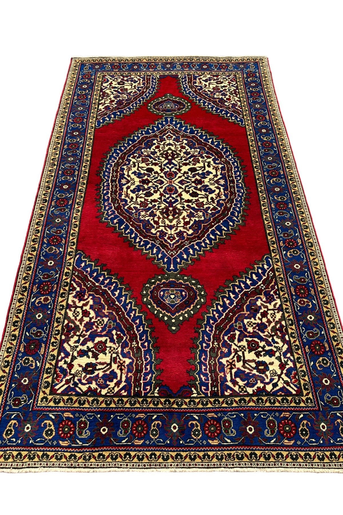 BURAK Rug Hand-Woven ISIKLAR Rug 220X390 Navy Red 8,5 M2 Large Living Room Rug - MALLTURK