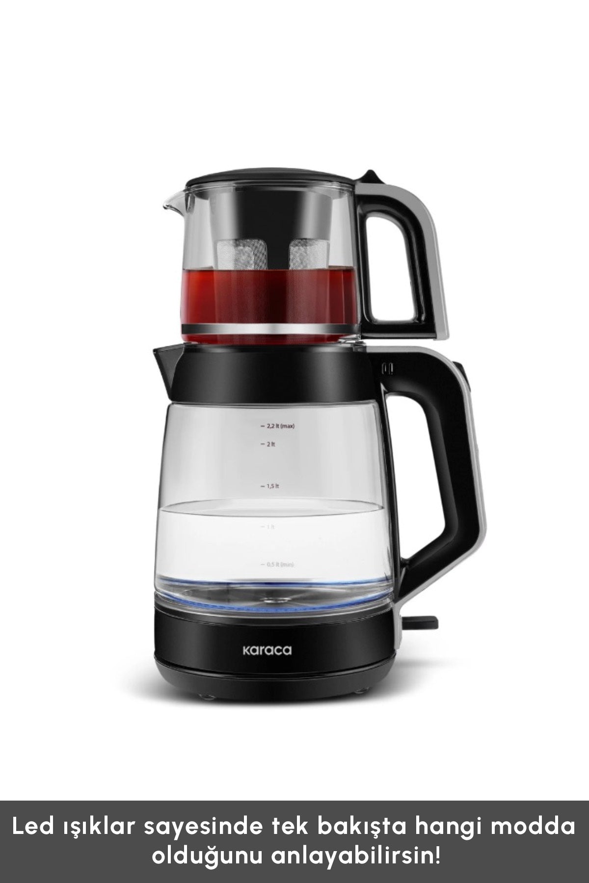 Karaca Glass Tea XL 2 in 1 Glass Tea Maker, Space Gray - MALLTURK