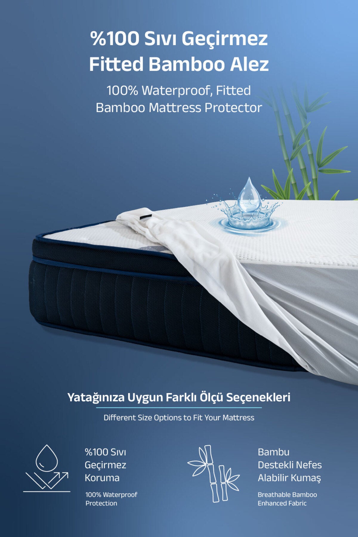 VISCOTEX Bamboo Premium Waterproof Bamboo Fitted Mattress Protector - MALLTURK