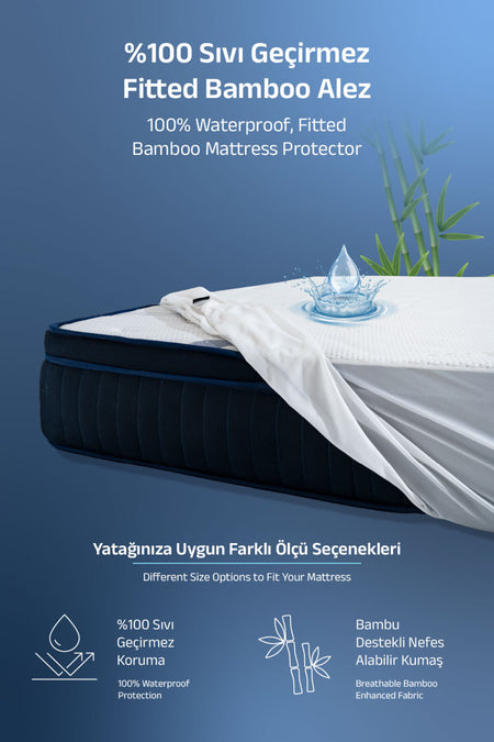VISCOTEX Bamboo Premium Waterproof Bamboo Fitted Mattress Protector - MALLTURK