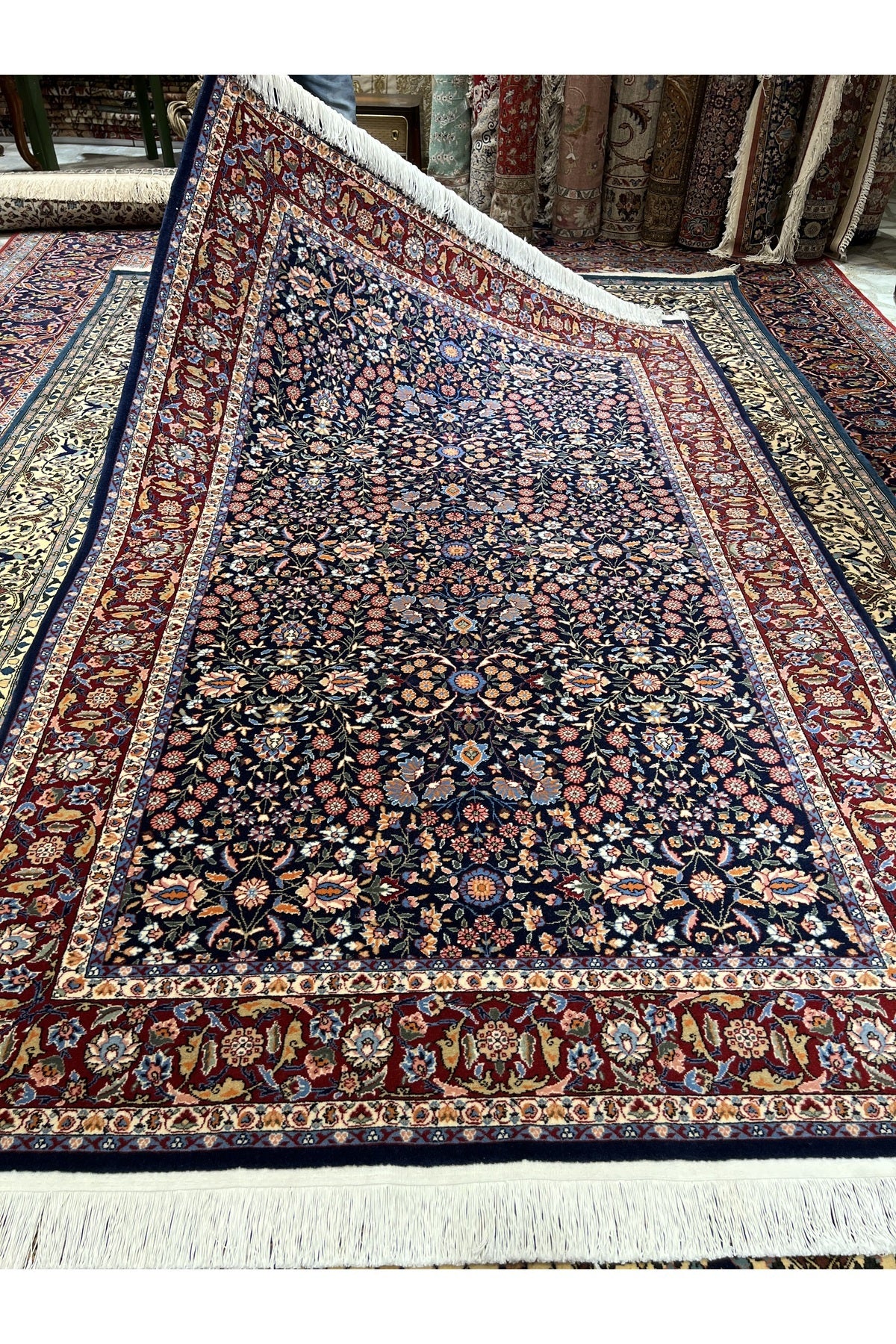 RD RAMAZAN DAG Hand Rug Art Hand-Woven Hereke Rug 100.Anniversary Series Seven Mountains Flower Design Size 235x150 - MALLTURK