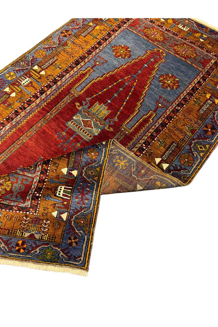 BURAK Rug Hand-Woven Collectible Antique Mihrapli Yahyali Rug 107x190 Natural Dye %100 Wool - MALLTURK
