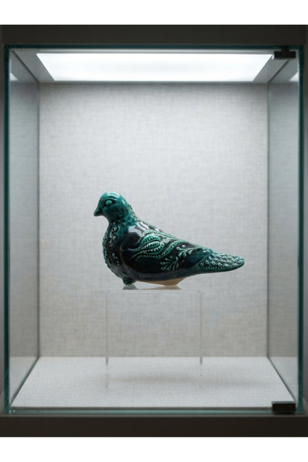 General Brands Handmade Turquoise and Green Tonlu Traditional Kus Figurlu Decorative Tile Object Display Piece - MALLTURK