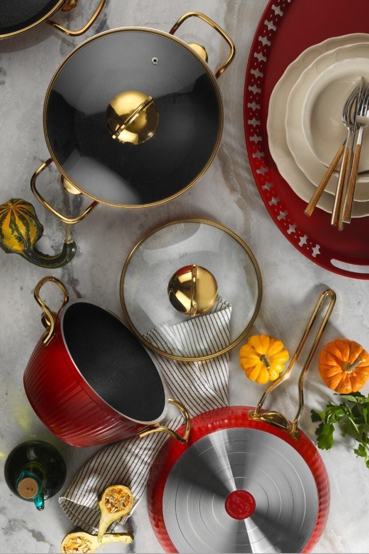Lines MAYA 7 PCS Granite Cookware Set ALTIN KAPAK - MALLTURK