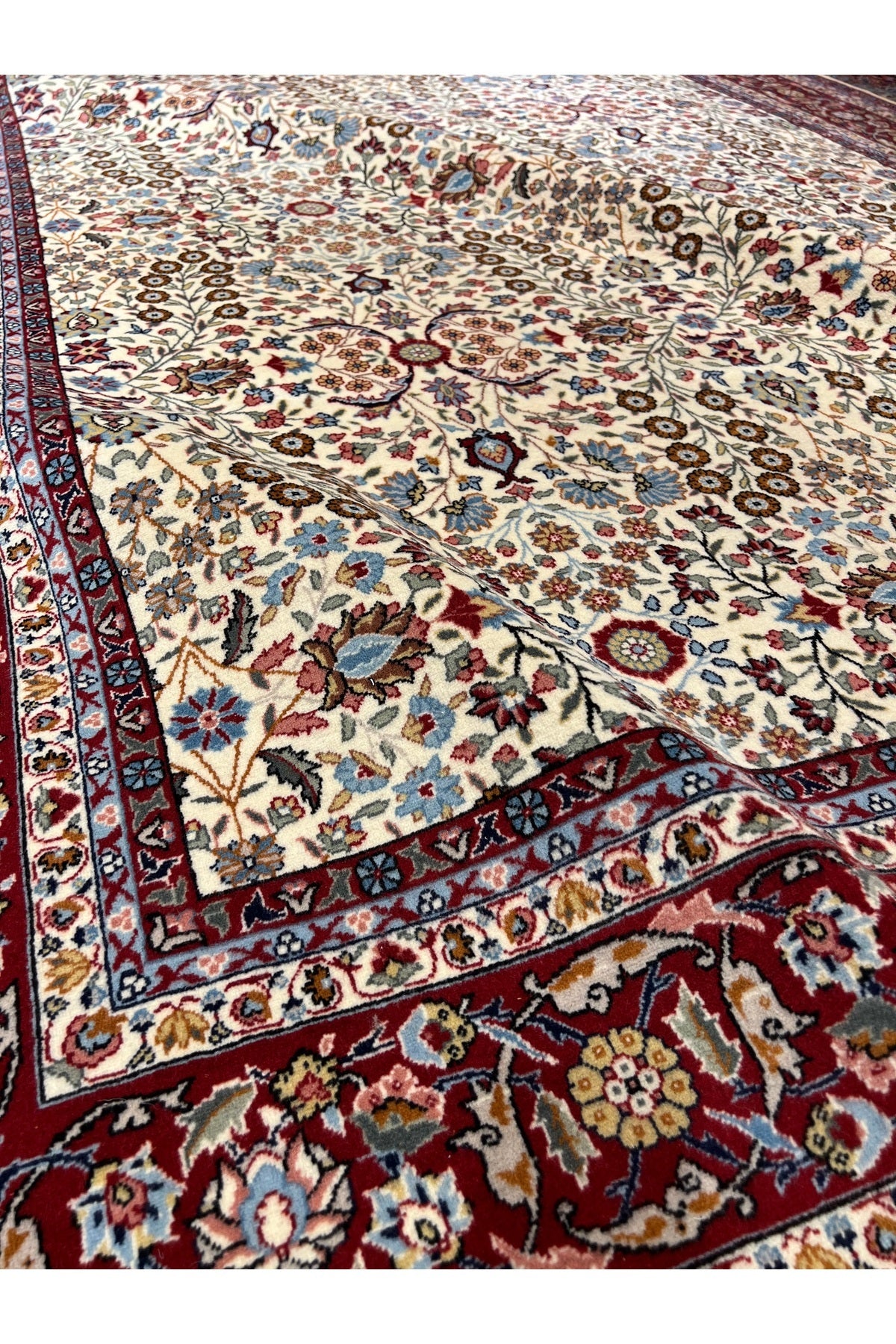 RD RAMAZAN DAG Hand Rug Art Hand-Woven Sumerbank Hereke Rug Signed Seven Mountains Flower Size 278x200 - MALLTURK