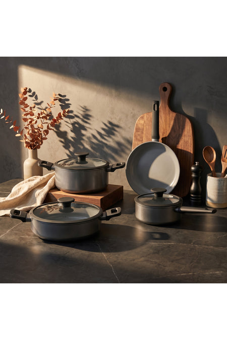Jumbo Toledo Swiss Crystal Grey Induction Compatible Cookware Set 7 Piece - MALLTURK