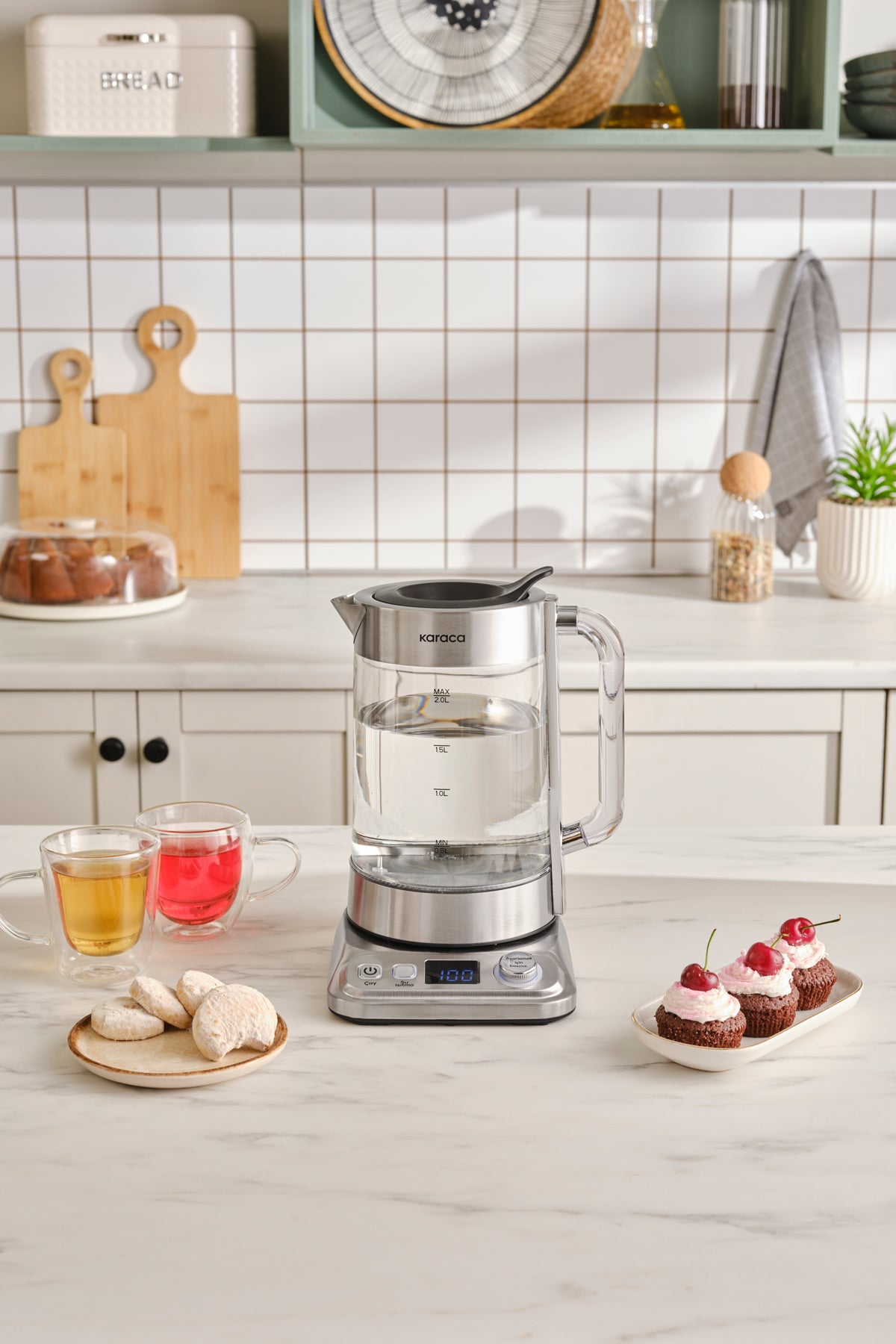Karaca x Refika Gonlubol XL Glass Tea Maker Chrome - MALLTURK