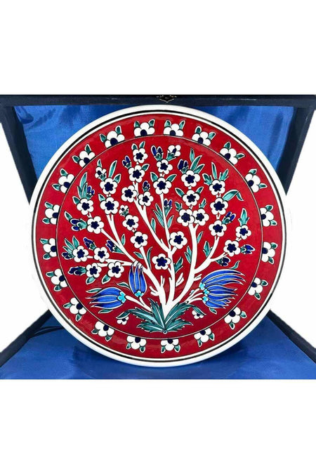 Cini Evi Institution Gift, Red Zeminli Tree of Life Iznik Tile Taba - MALLTURK