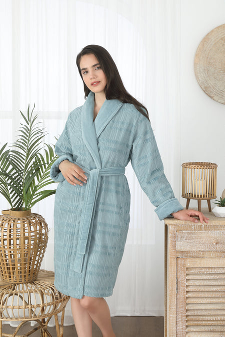 Ozdilek Sadem Organic Spruce Shawl Collar Bathrobe - MALLTURK