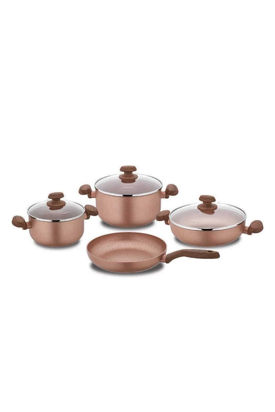 KORKMAZ Mia Granite 7 Piece Rosa Cookware Set
