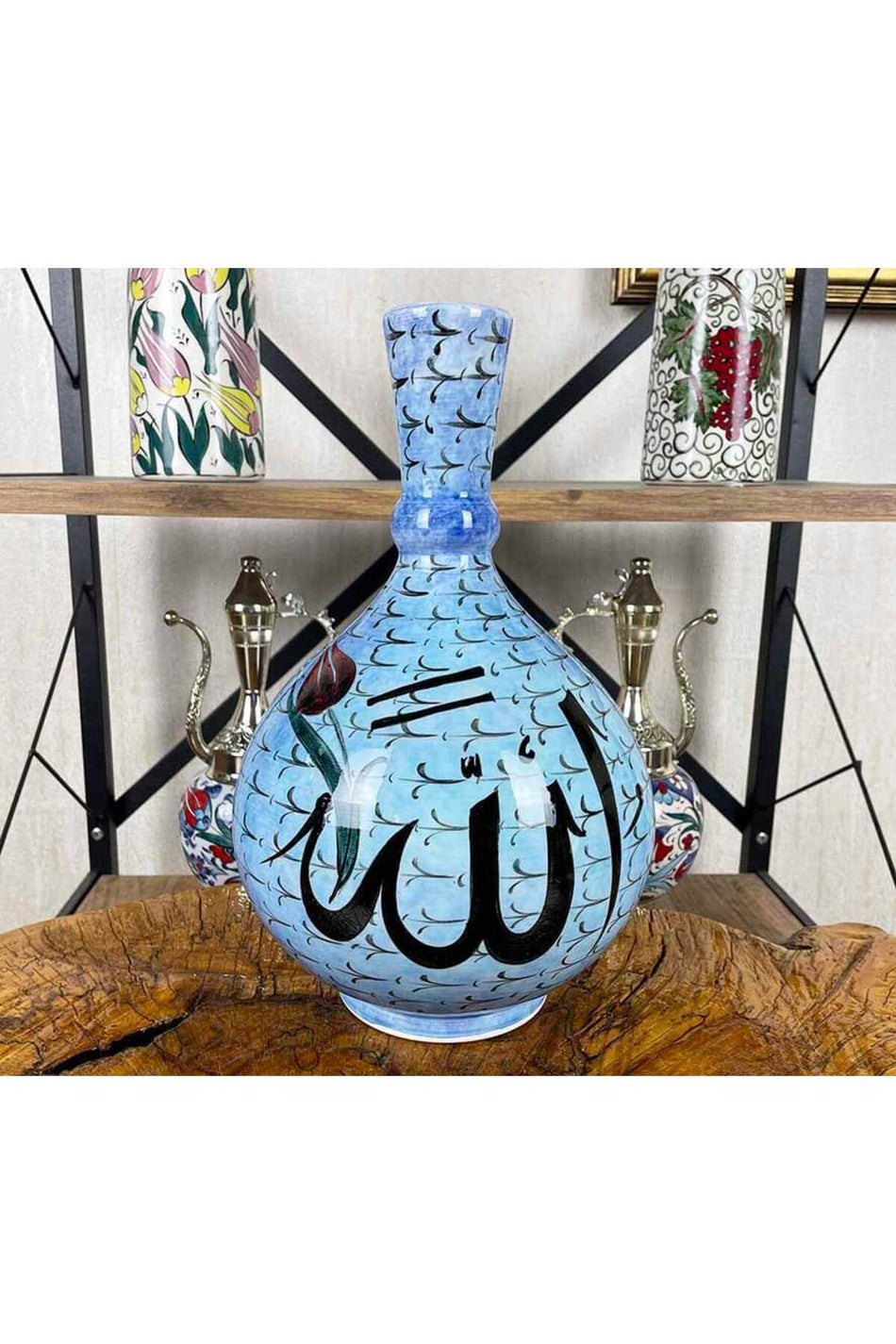 Cini Evi God and Tulip Composition – Iznik Tile Vase - MALLTURK