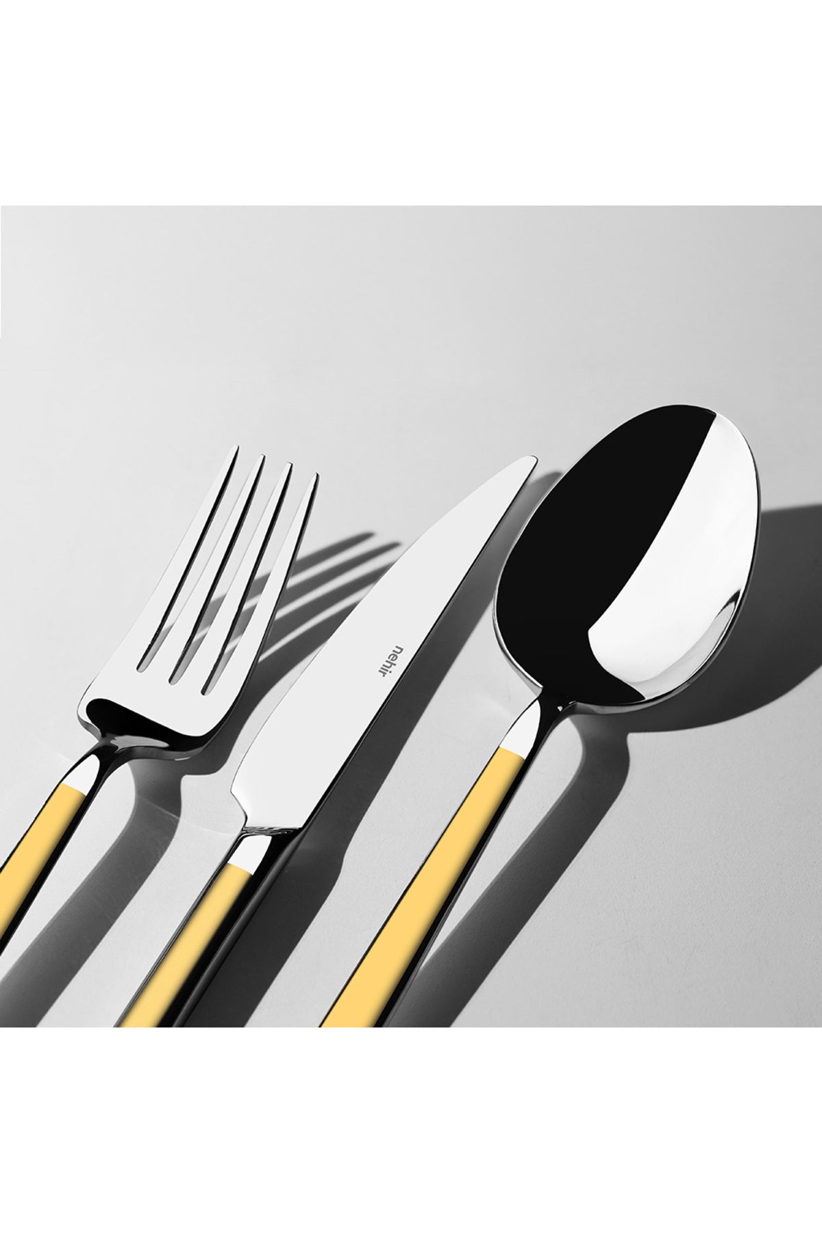 Nehir dalyan altin Satin 12 Place Setting 72 Piece Boxed Flatware Set - MALLTURK