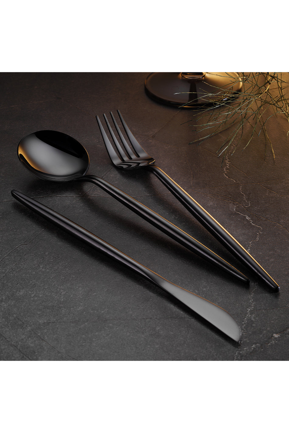 Aryildiz versay titanium 36 Piece 6 Place Setting Flatware Set - MALLTURK