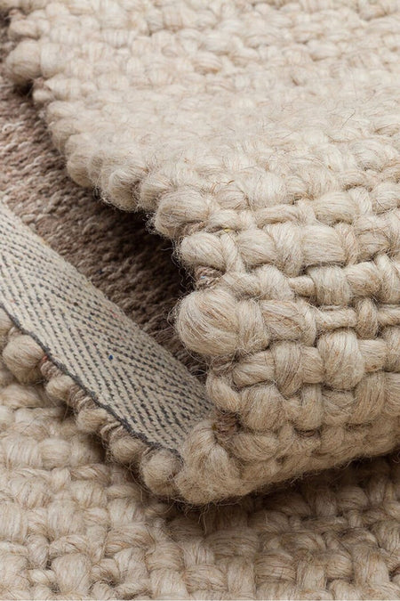 Vog Rug Loopy Hand-Woven Pure Wool and Cotton Rug Scandinavian Style Soft Textured Beige/Gray/Cream Color VogCHK