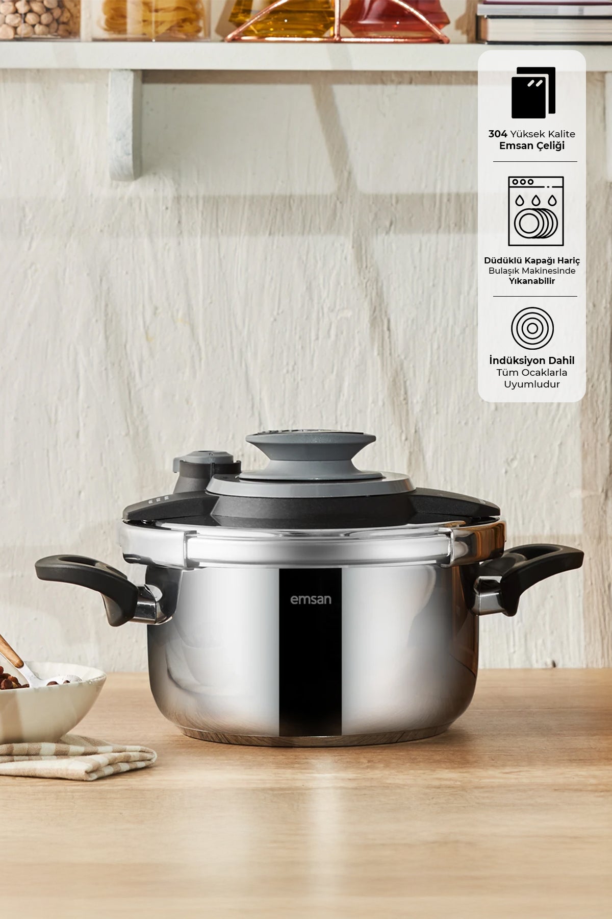 Emsan Montana induction Base Pressure Cooker Set 6 + 8 Liters - MALLTURK