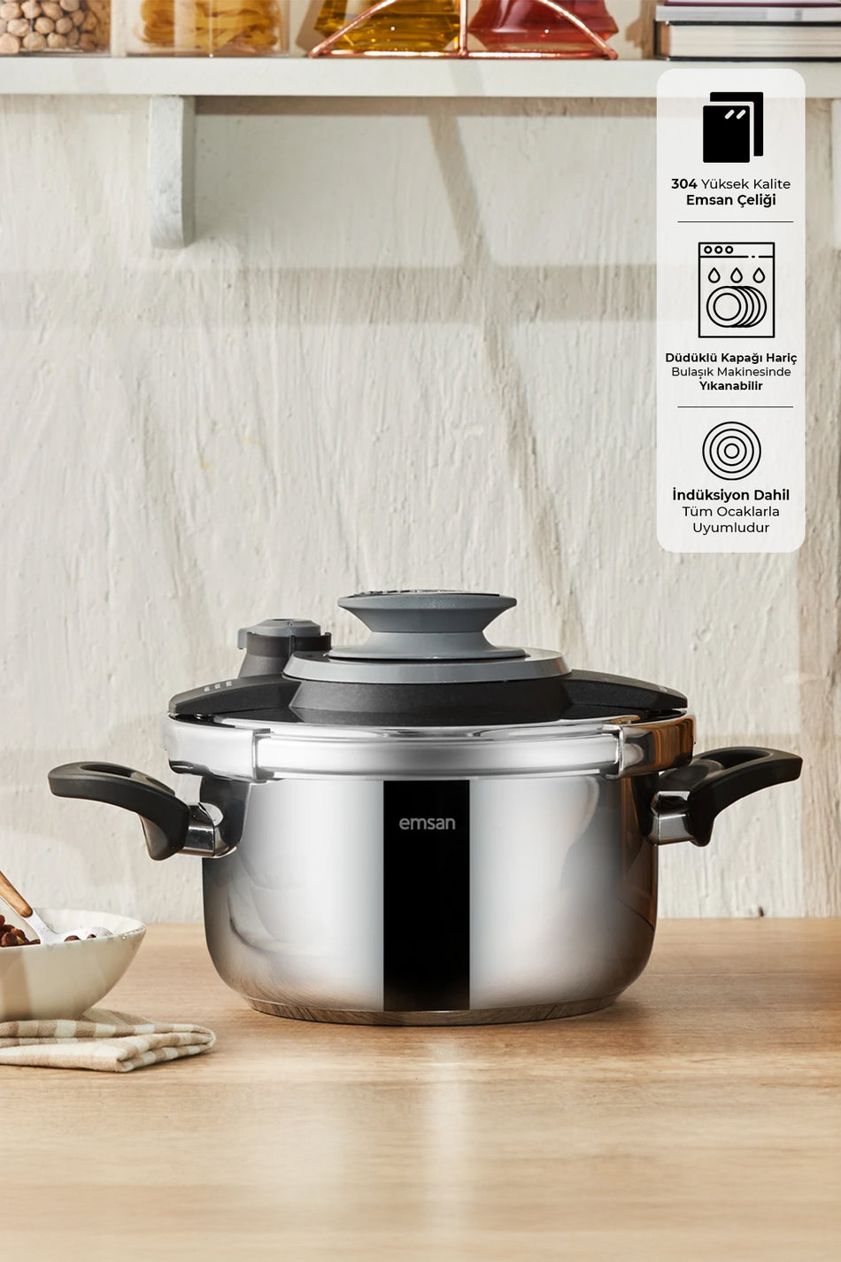 Emsan Montana induction Base Pressure Cooker Set 6 + 8 Liters - MALLTURK