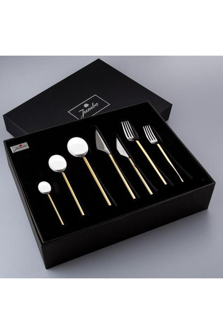 Jumbo 9100 altin 12 Place Setting 84 Piece Flatware Set - MALLTURK