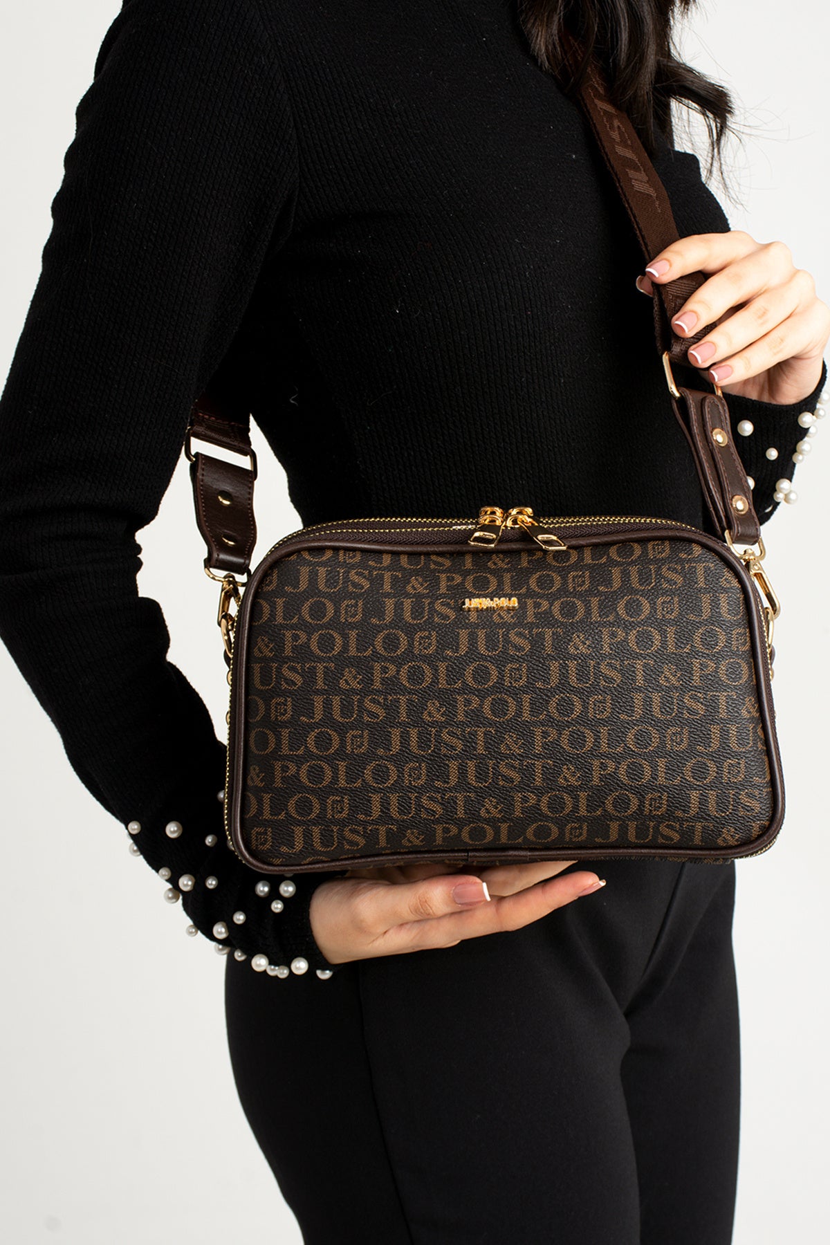 Just Polo Women's Shoulder Bag New Season 2053 Color Brown - MALLTURK