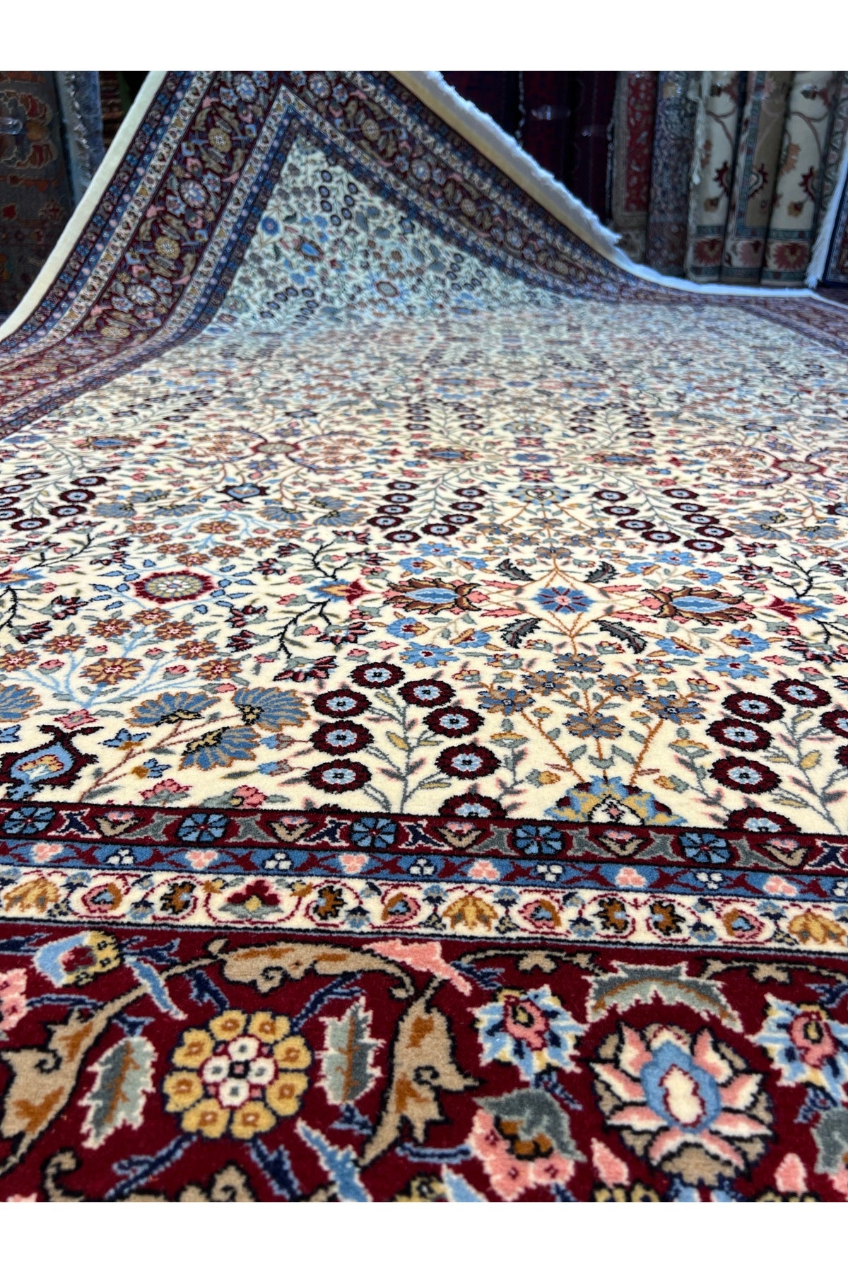 RD RAMAZAN DAG Hand Rug Art Hand-Woven Sumerbank Hereke Rug Signed Seven Mountains Flower Premium Quality Size 300x200 - MALLTURK