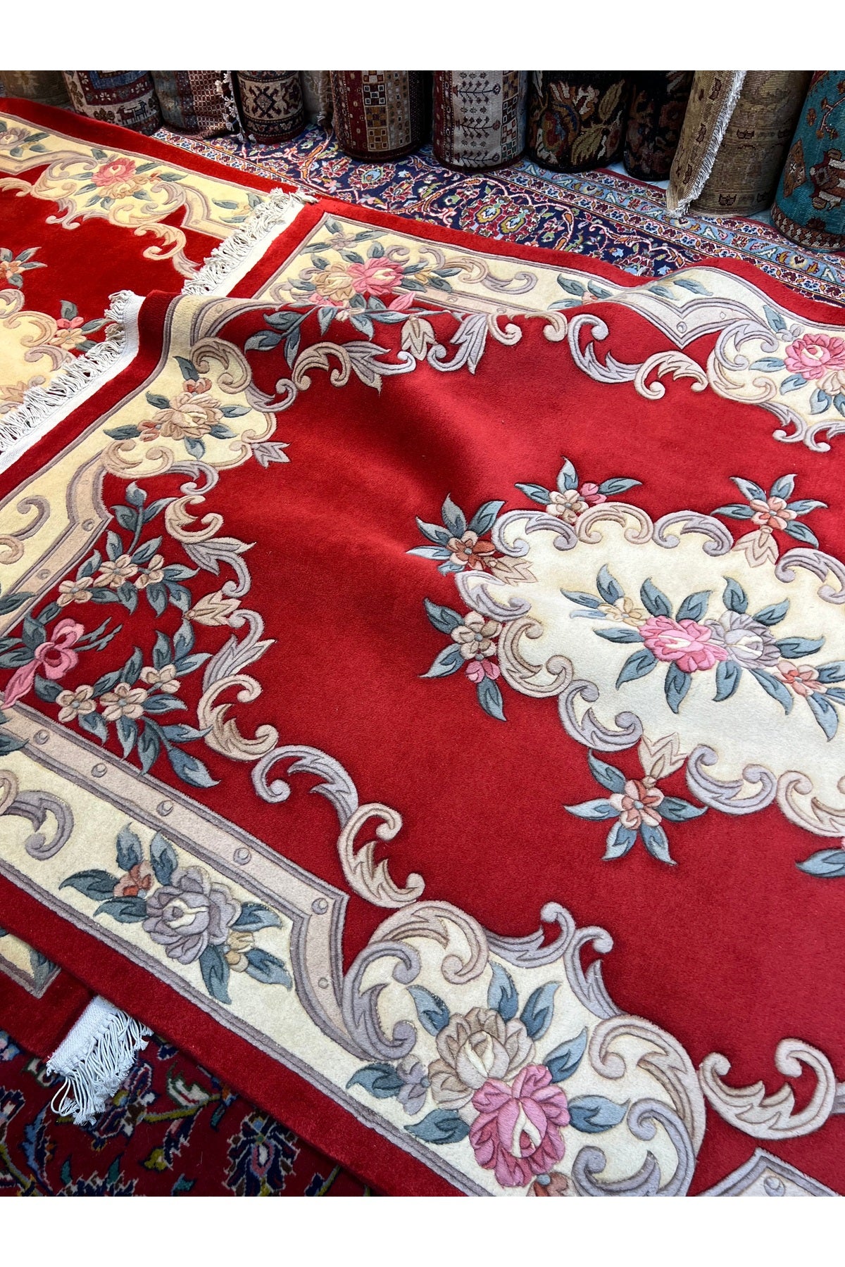 RD RAMAZAN DAG Hand Rug Art Hand-Woven Embossed Chinese Rug Premium Quality Wool Weave Red Color Size 240x170 - MALLTURK