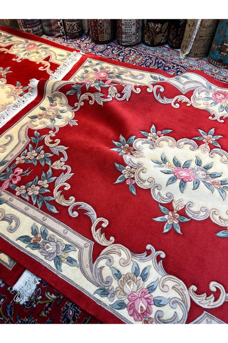 RD RAMAZAN DAG Hand Rug Art Hand-Woven Embossed Chinese Rug Premium Quality Wool Weave Red Color Size 240x170 - MALLTURK