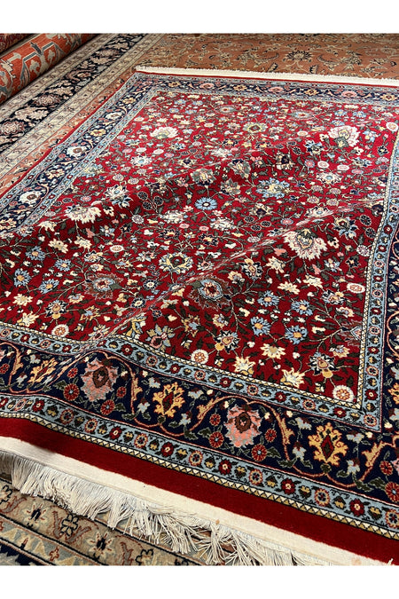 RD RAMAZAN DAG Hand Rug Art Hand-Woven Sumerbank Hereke Rug Signed Seven Mountains Flower Design Size 190x150 - MALLTURK