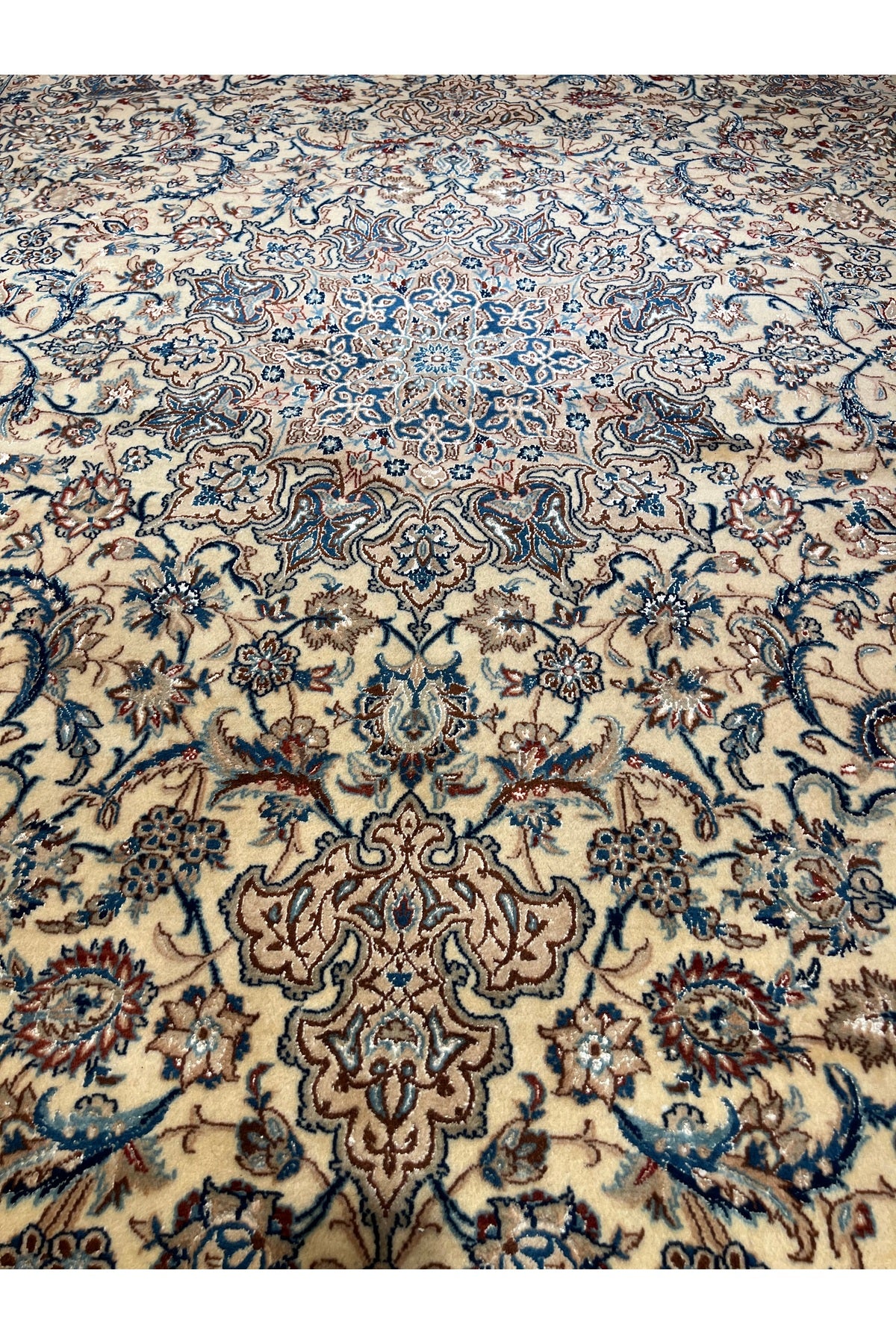 RD RAMAZAN DAG Hand Rug Art Hand-Woven Wool Blend Iranian Nain Rug Quality Magnificent Size 370x260 - MALLTURK